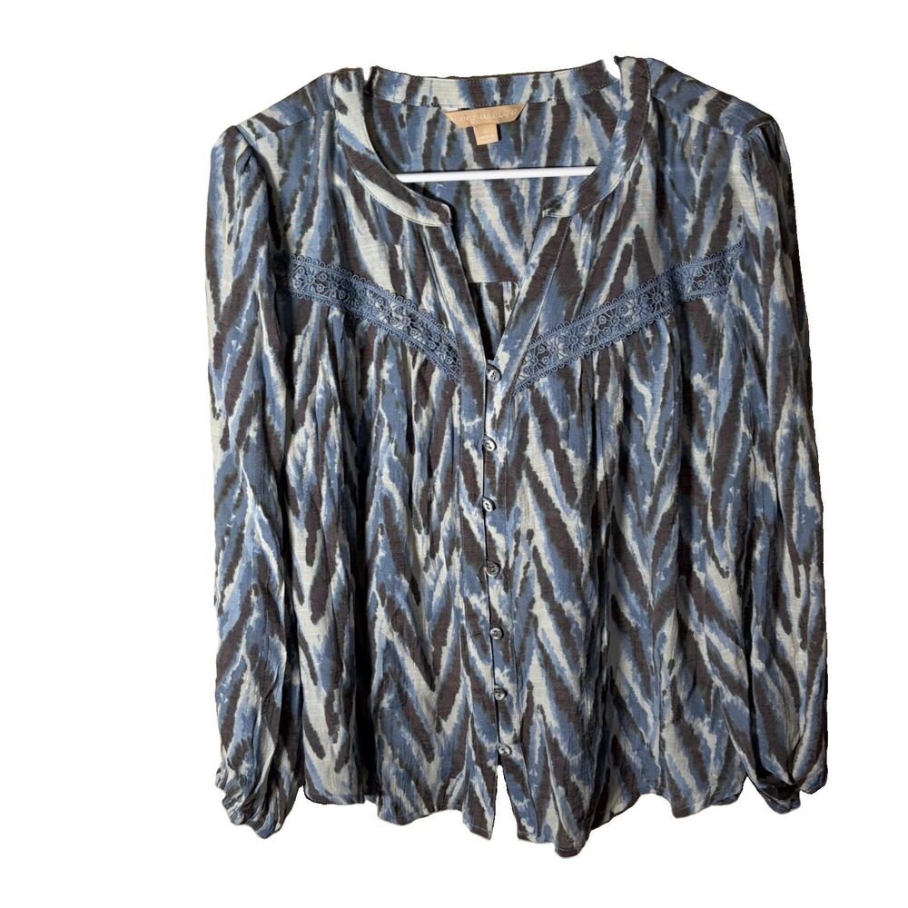 Hope & Harlow Blouse Women's Large V-neck Long Sleeve Printed Colorful Top